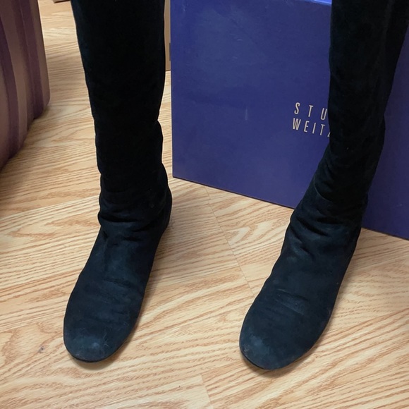 Stuart Weitzman Black Suede Wedge Boots Size 8M - Picture 2 of 7